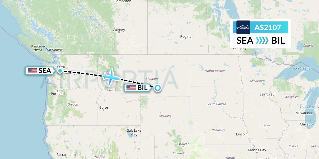 AS2107 Alaska Airlines Flight Map: Seattle to Billings