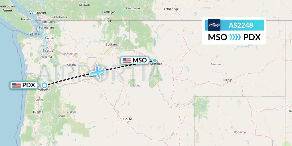 AS2248 Alaska Airlines Flight Map: Missoula to Portland
