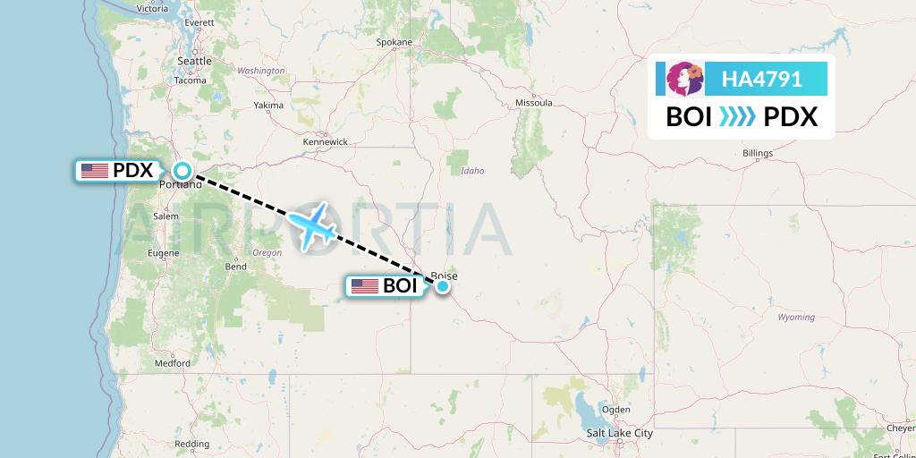 HA4791 Hawaiian Airlines Flight Map: Boise to Portland