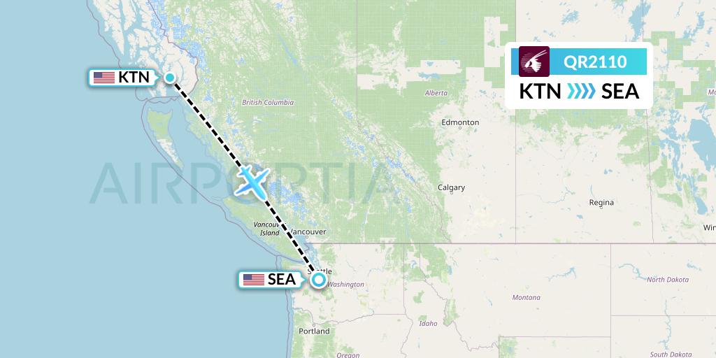 QR2110 Qatar Airways Flight Map: Ketchikan to Seattle