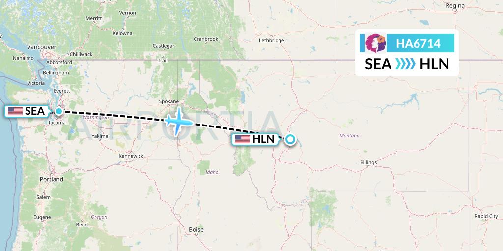 HA6714 Hawaiian Airlines Flight Map: Seattle to Helena