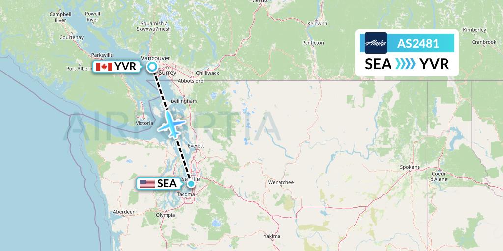 AS2481 Alaska Airlines Flight Map: Seattle to Vancouver