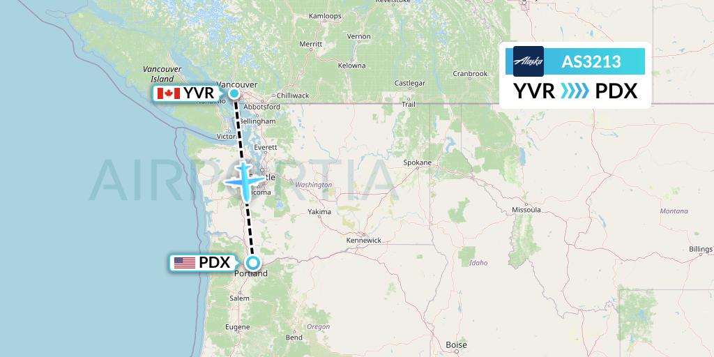 AS3213 Alaska Airlines Flight Map: Vancouver to Portland