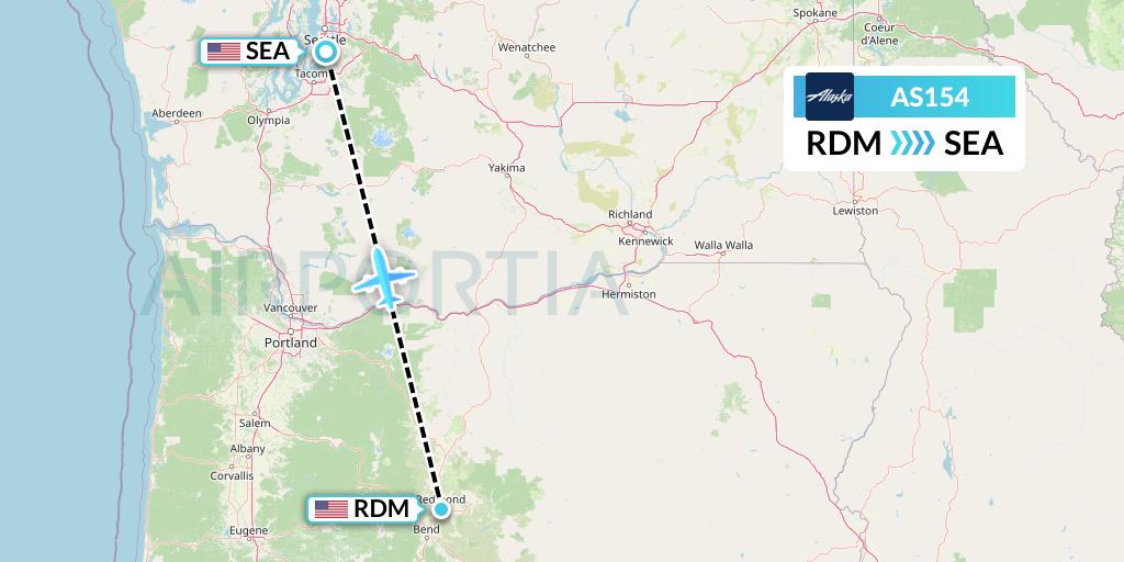AS154 Alaska Airlines Flight Map: Redmond to Seattle
