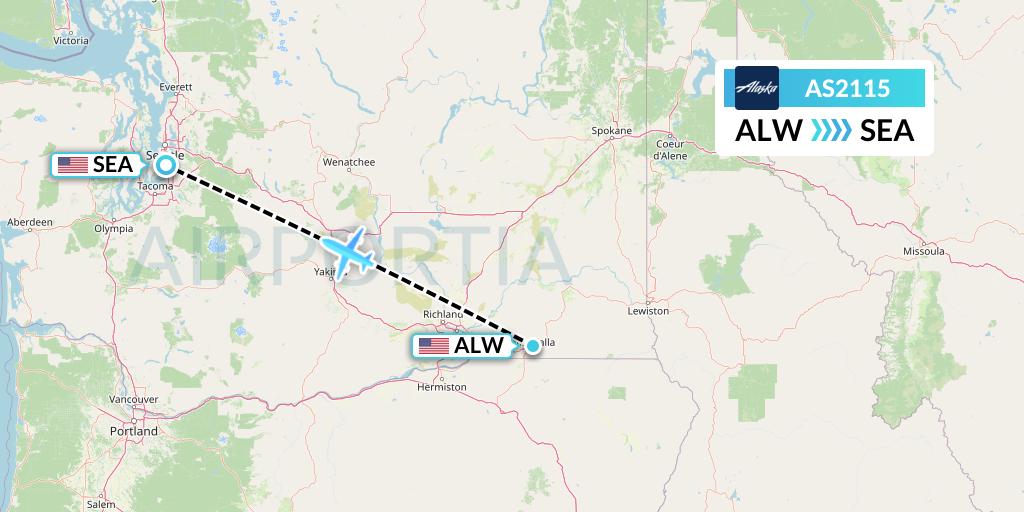 AS2115 Alaska Airlines Flight Map: Walla Walla to Seattle