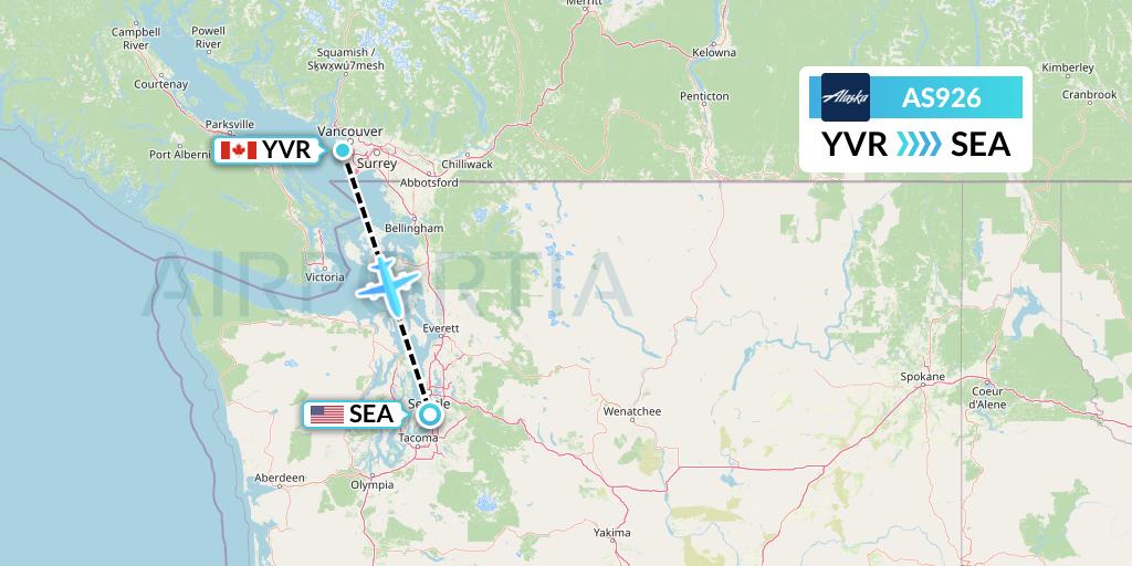 AS926 Alaska Airlines Flight Map: Vancouver to Seattle