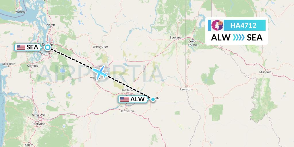 HA4712 Hawaiian Airlines Flight Map: Walla Walla to Seattle