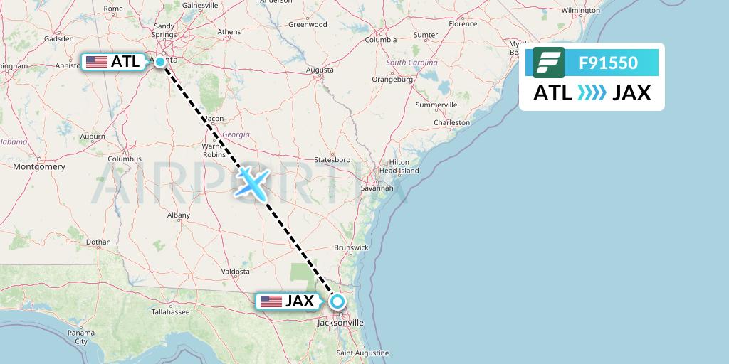 F91550 Frontier Airlines Flight Map: Atlanta to Jacksonville