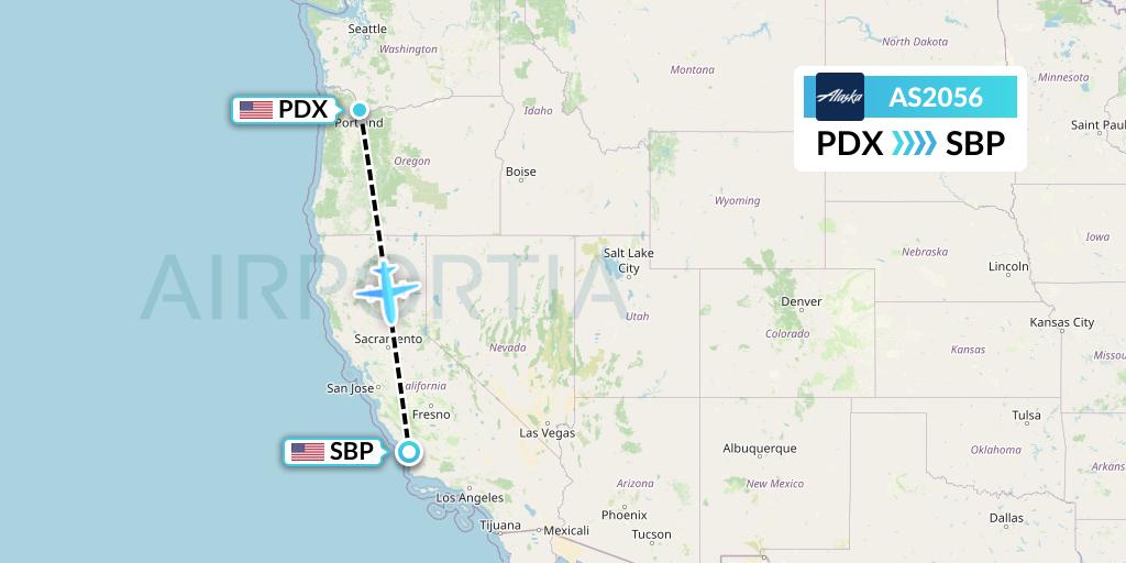 AS2056 Alaska Airlines Flight Map: Portland to San Luis Obispo