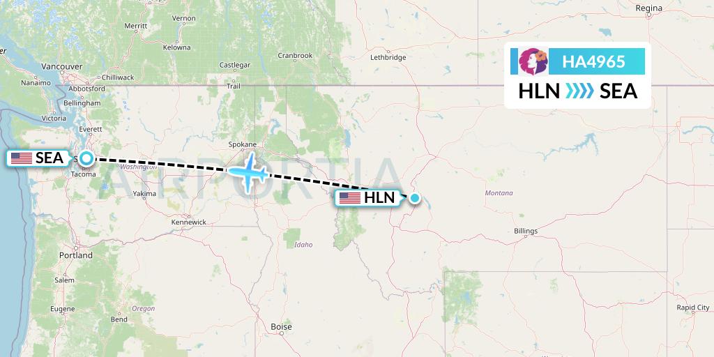 HA4965 Hawaiian Airlines Flight Map: Helena to Seattle