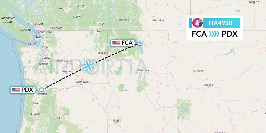 HA4928 Hawaiian Airlines Flight Map: Kalispell to Portland