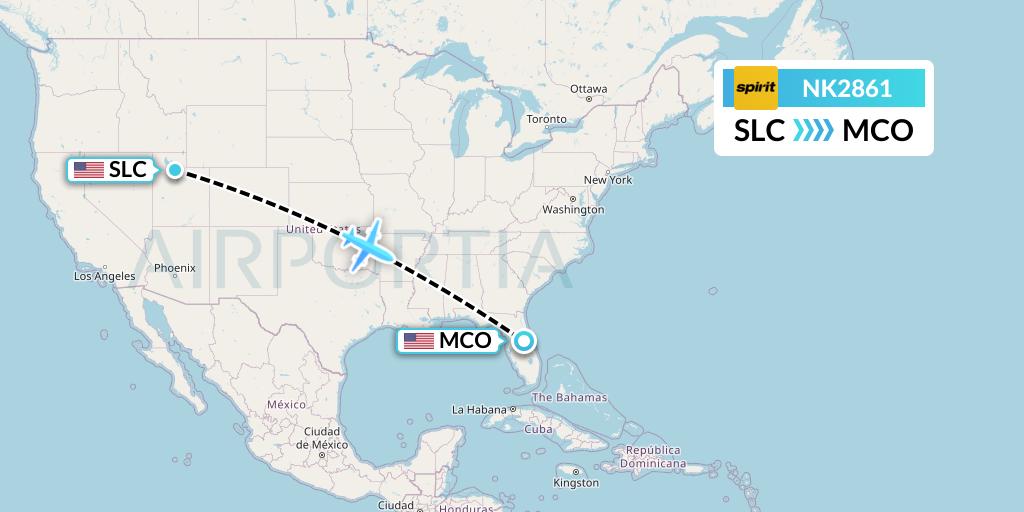 NK2861 Spirit Airlines Flight Map: Salt Lake City to Orlando