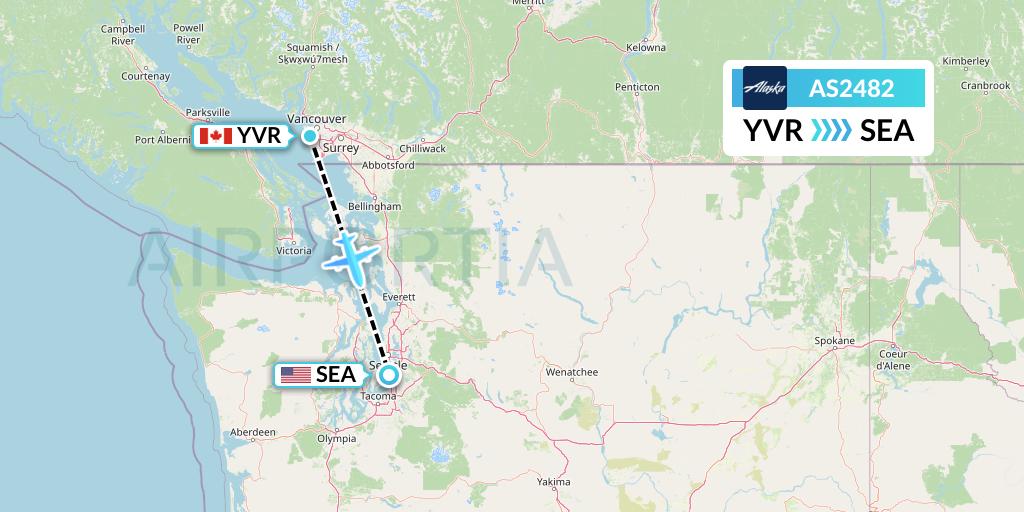 AS2482 Alaska Airlines Flight Map: Vancouver to Seattle