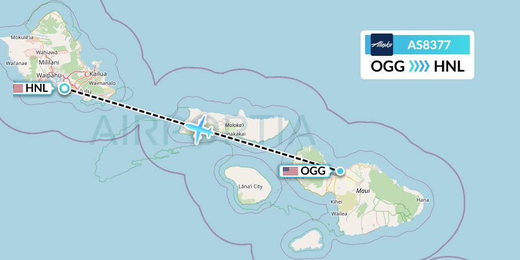 AS8377 Alaska Airlines Flight Map: Kahului to Honolulu