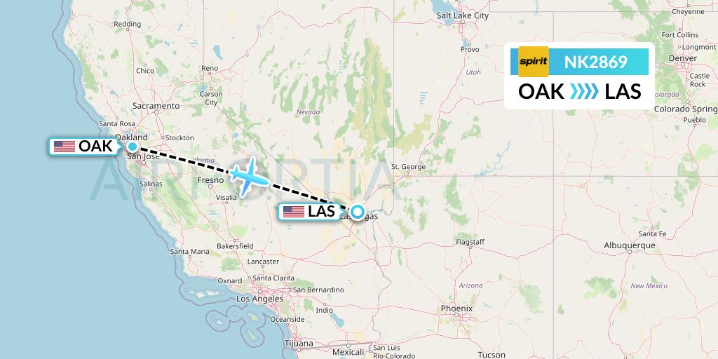 NK2869 Spirit Airlines Flight Map: Oakland to Las Vegas