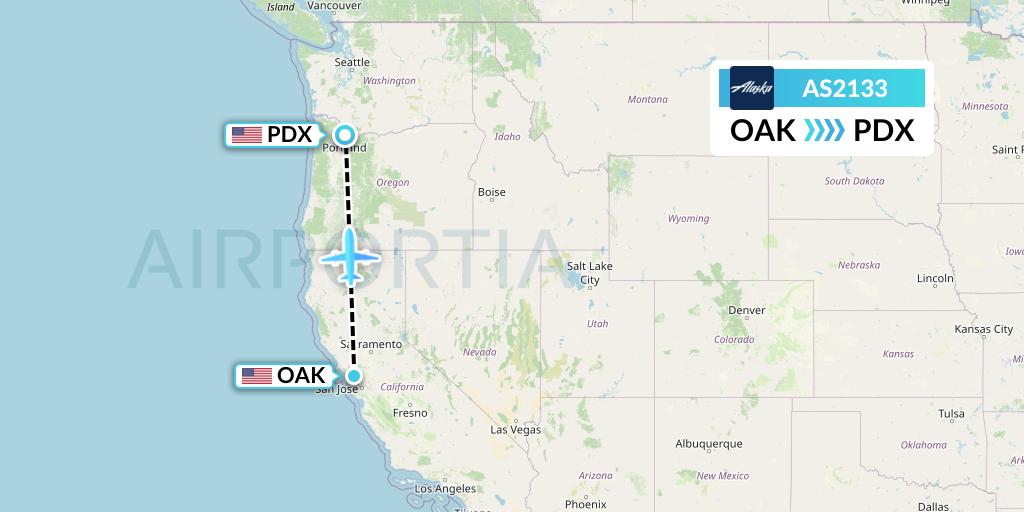 AS2133 Alaska Airlines Flight Map: Oakland to Portland