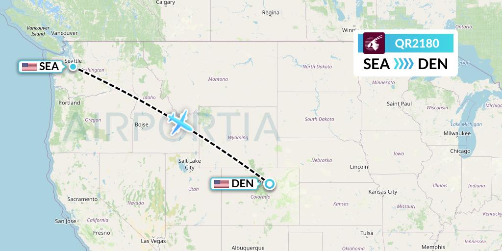 QR2180 Qatar Airways Flight Map: Seattle to Denver
