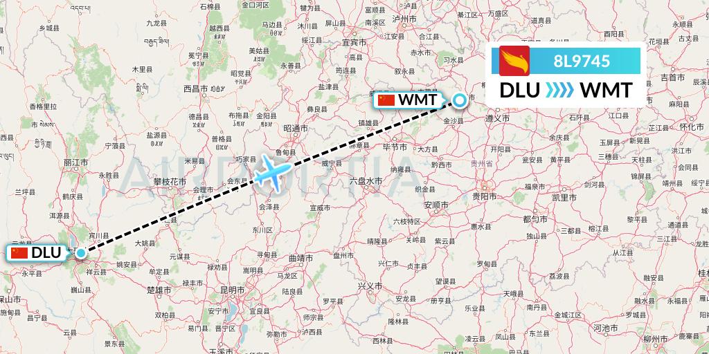 8L9745 Lucky Air Flight Map: Dali to Zunyi