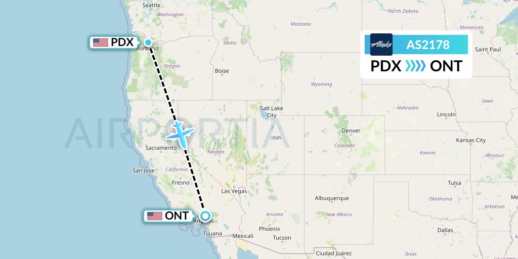 AS2178 Alaska Airlines Flight Map: Portland to Ontario