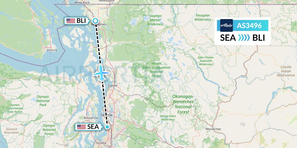 AS3496 Alaska Airlines Flight Map: Seattle to Bellingham