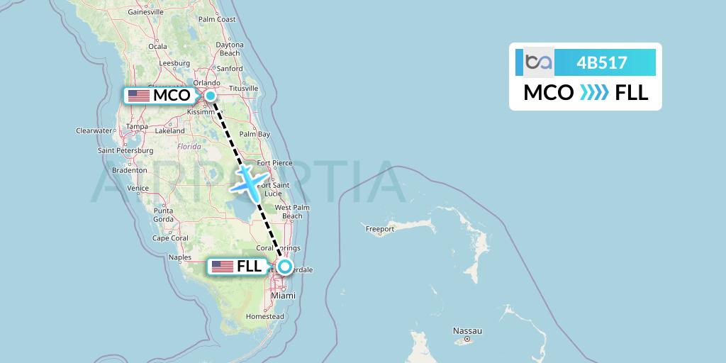 4B517 Boutique Air Flight Map: Orlando to Fort Lauderdale