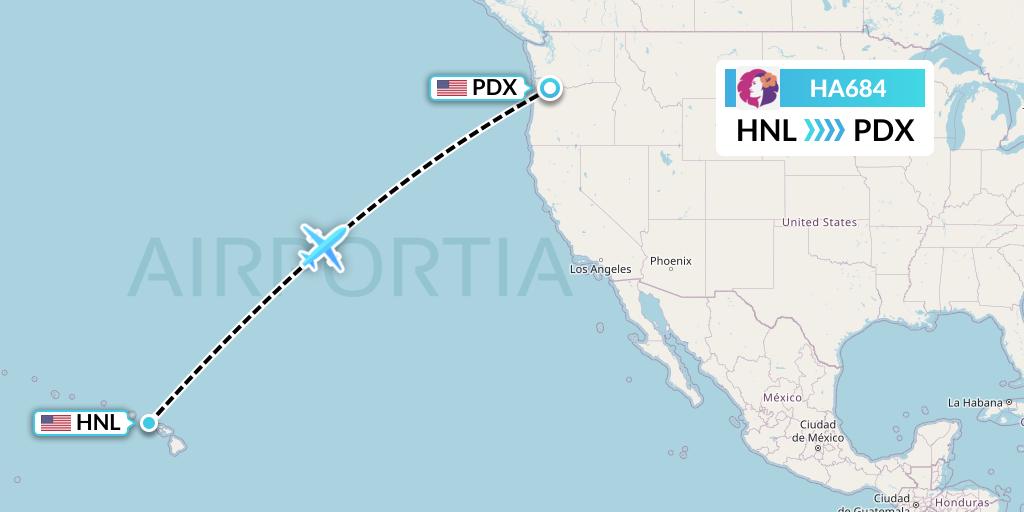 HA684 Hawaiian Airlines Flight Map: Honolulu to Portland