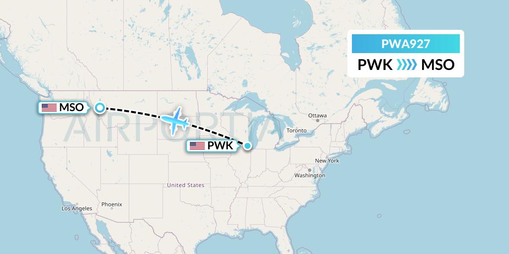 PWA927 Priester Aviation Flight Map: Chicago to Missoula