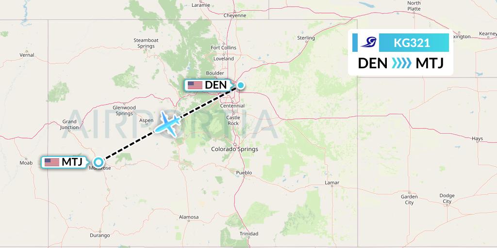 KG321 Key Lime Air Flight Map: Denver to Montrose