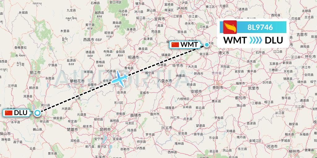 8L9746 Lucky Air Flight Map: Zunyi to Dali
