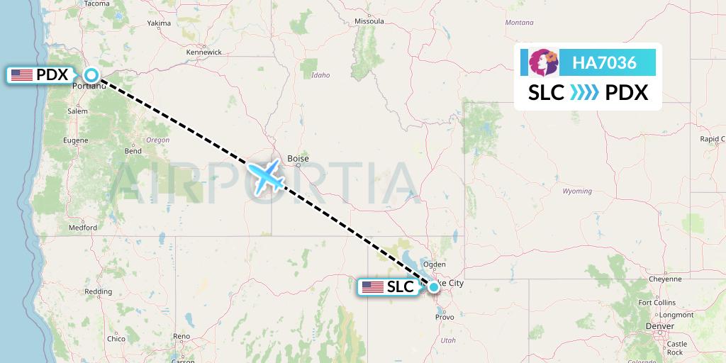 HA7036 Hawaiian Airlines Flight Map: Salt Lake City to Portland