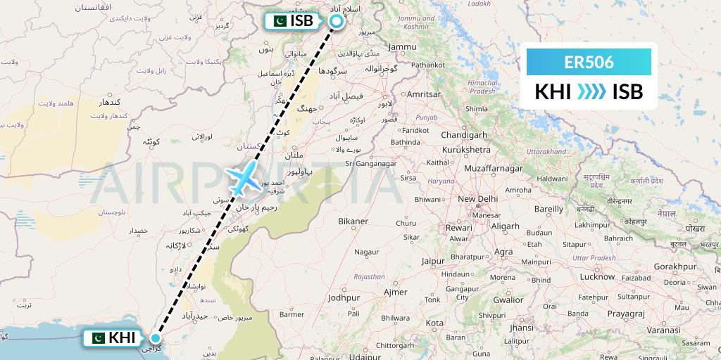 ER506 Serene Air Flight Map: Karachi to Islamabad