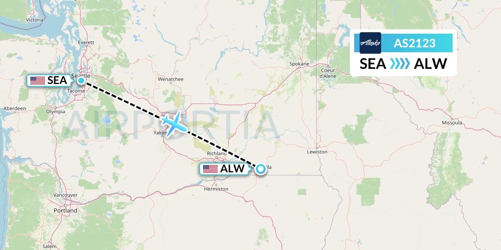 AS2123 Alaska Airlines Flight Map: Seattle to Walla Walla