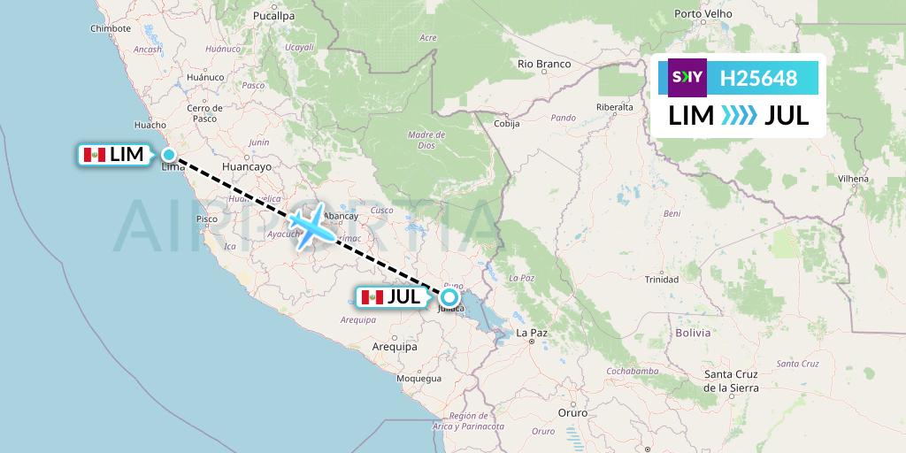 H25648 Sky Airline Flight Map: Lima to Juliaca