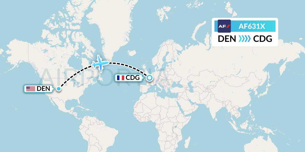 AF631X Air France Flight Map: Denver to Paris