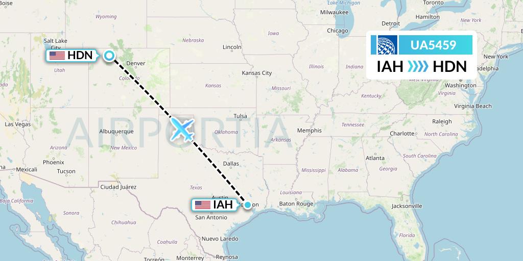 UA5459 United Airlines Flight Map: Houston to Hayden
