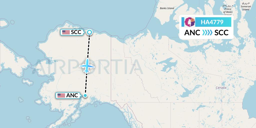 HA4779 Hawaiian Airlines Flight Map: Anchorage to Deadhorse
