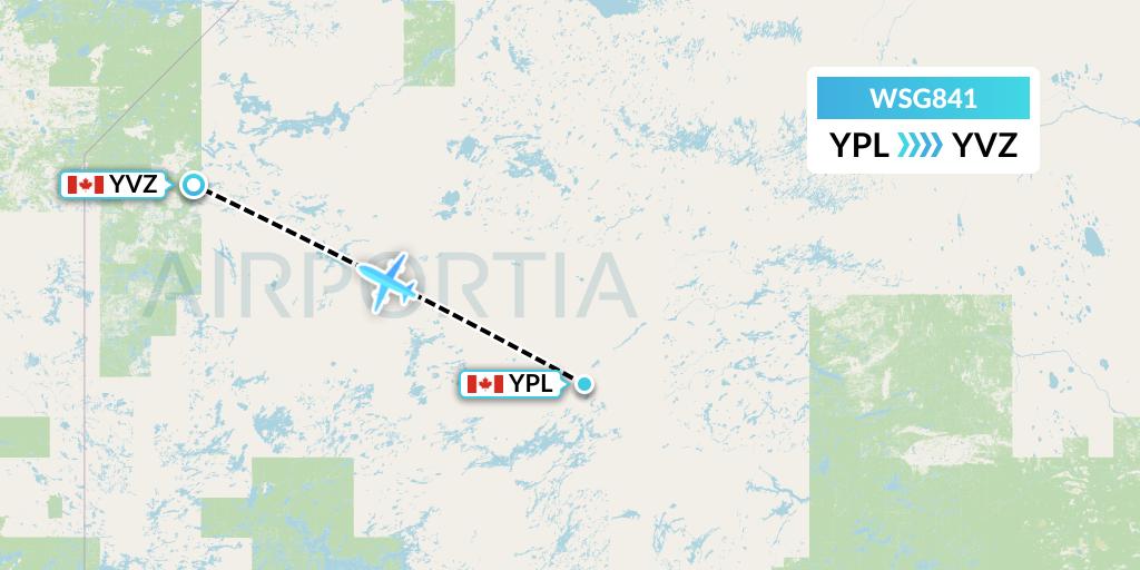 WSG841 Wasaya Airways Flight Map: Pickle Lake to Deer Lake
