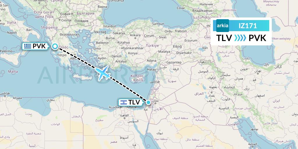 IZ171 Arkia Israeli Airlines Flight Map: Tel Aviv to Preveza