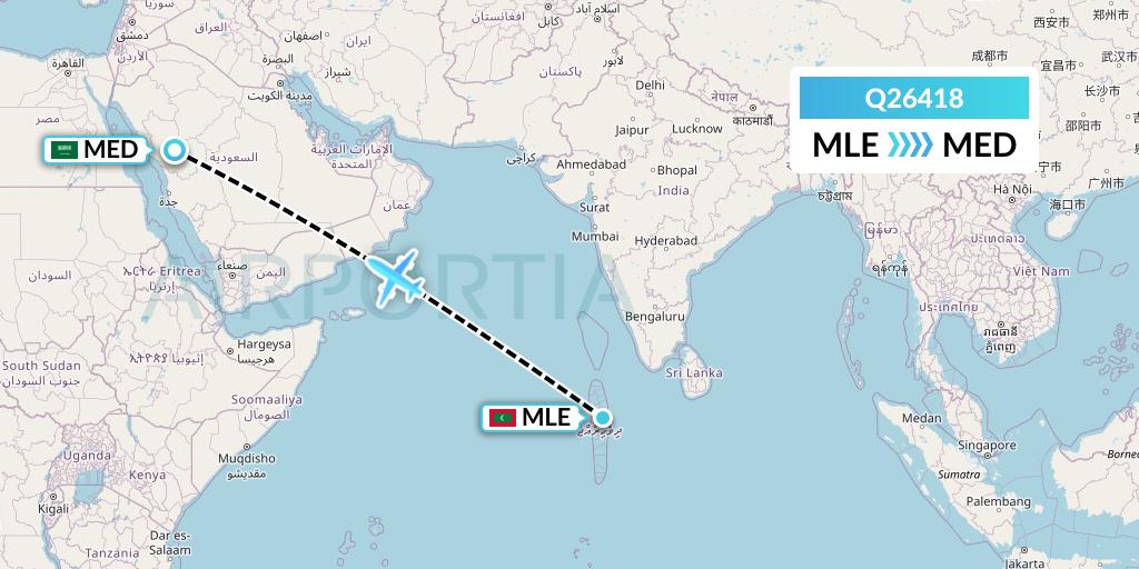 Q26418 Maldivian Flight Map: Male to Medina