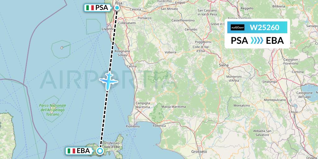 W25260 Flex Flight Flight Map: Pisa to Elba