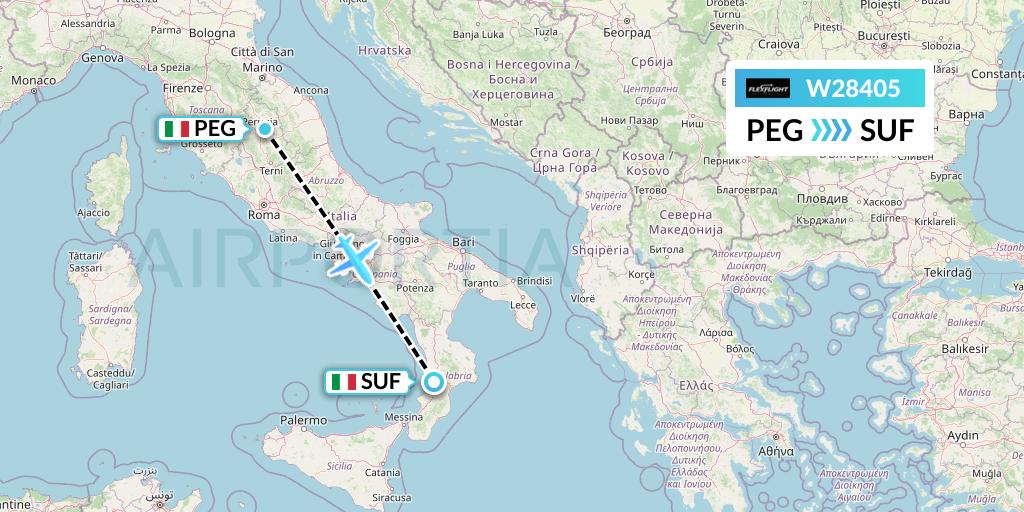 W28405 Flex Flight Flight Map: Perugia to Lamezia Terme