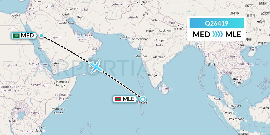 Q26419 Maldivian Flight Map: Medina to Male