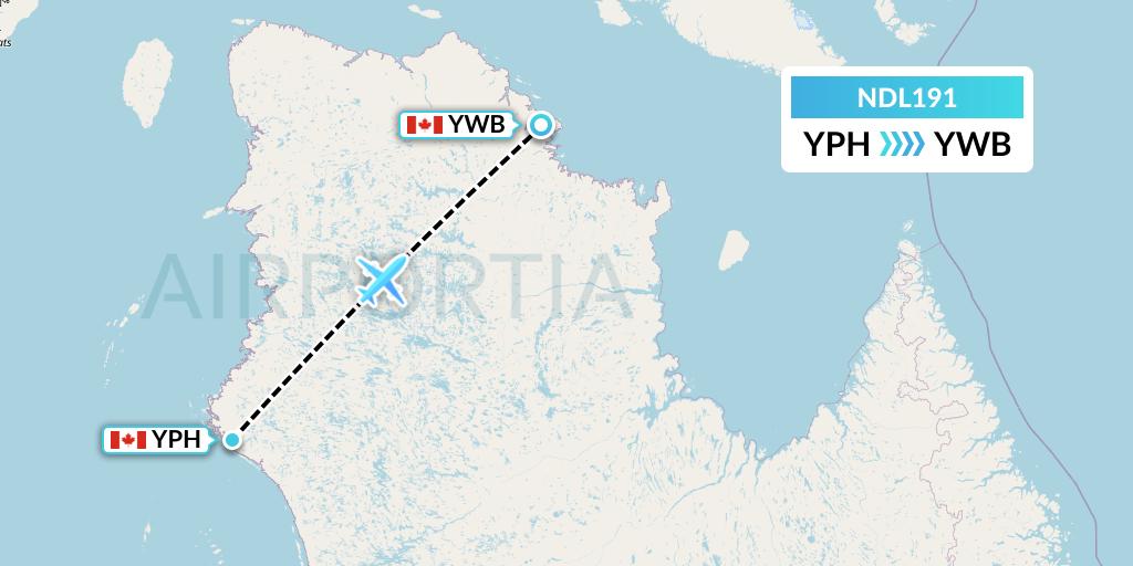 NDL191 Chrono Aviation Flight Map: Inukjuak to Kangiqsujuaq