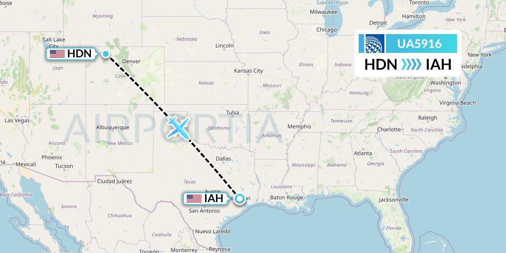UA5916 United Airlines Flight Map: Hayden to Houston