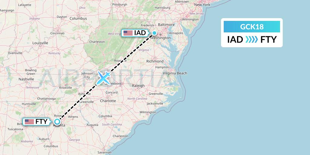 GCK18 Aerogem Aviation Flight Map: Washington to Atlanta
