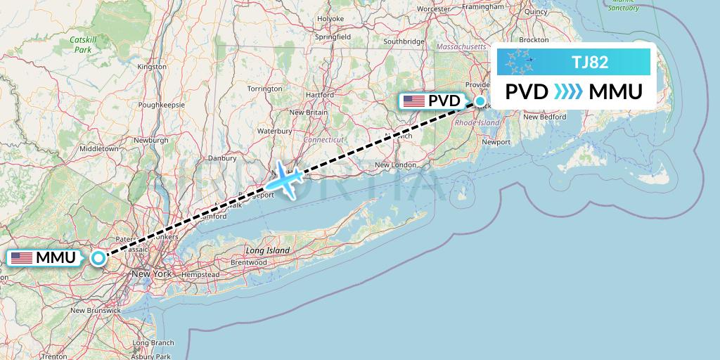 TJ82 Tradewind Aviation Flight Map: Providence to Morristown