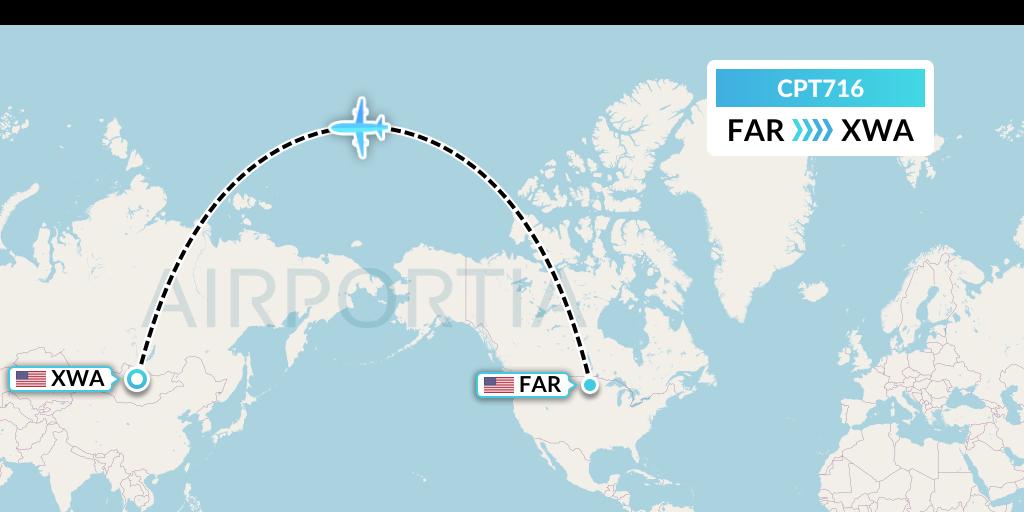 CPT716 Corporate Air Flight Map: Fargo to Williston
