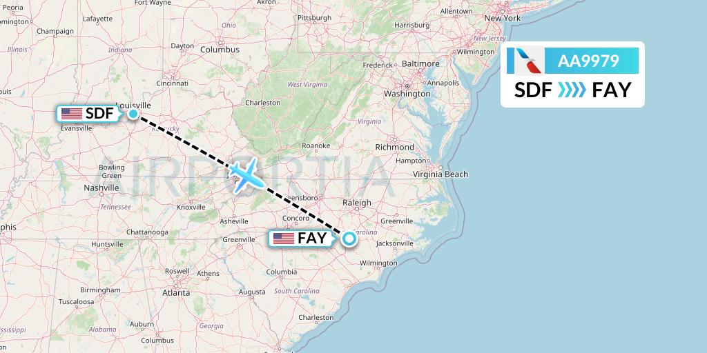 AA9979 American Airlines Flight Map: Louisville to Fayetteville