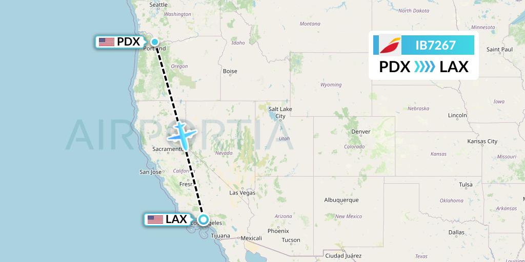 IB7267 Iberia Flight Map: Portland to Los Angeles