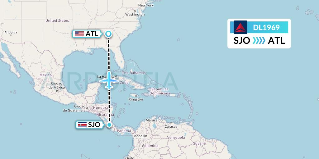 DL1969 Delta Air Lines Flight Map: San Jose to Atlanta